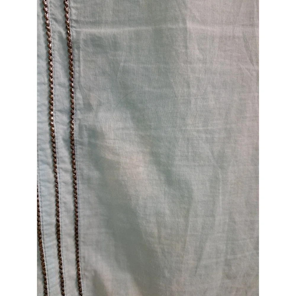 Tory Burch Sky Blue Tunic/Shirt w Brown SilverEmbellishments Size 4. 100% Cotton